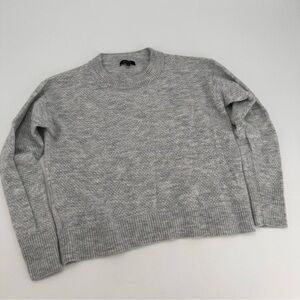 Quince Baby Alpaca Wool Diamond Stitch Crew Light Gray Sweater Medium